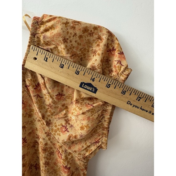 Pink Rose Peasant Top Blouse Off Shoulder Juniors M Yellow Floral Boho NWT - Picture 6 of 10